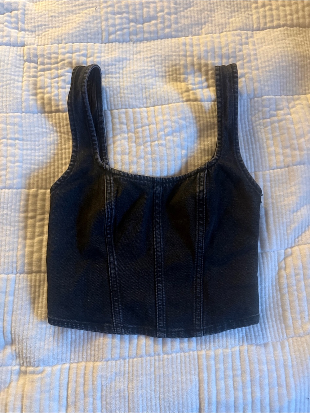 Abercrombie & Fitch Black Denim Cropped Tank